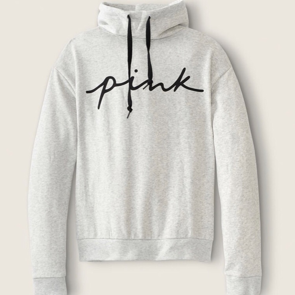 Pink Grey Cowl Neck Sweatshirt